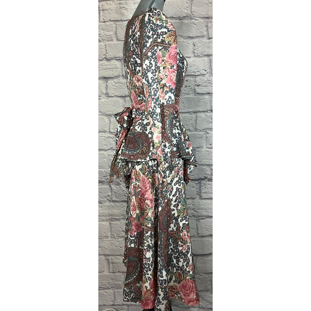 Beautiful Vintage 80's Victorian Floral Midi Dress - Picture 14 of 16